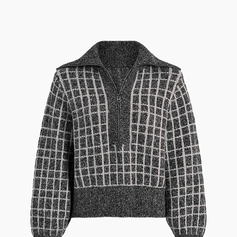 New Varley Furley Plaid Half-Zip Sweater M - Picture 1 of 6